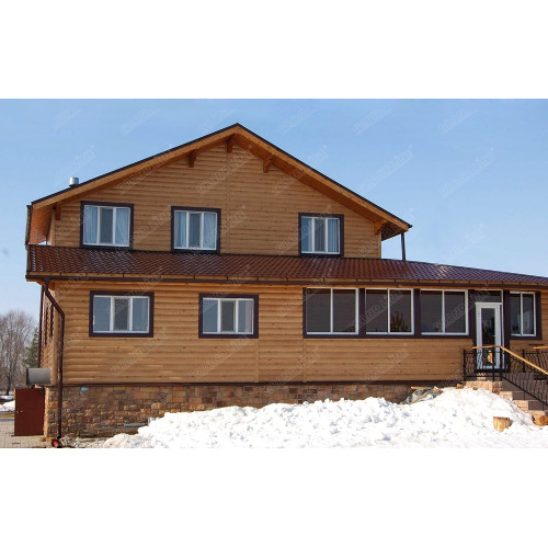 Сайдинг Блок-хаус 0,390 Grand Line 0,45 Print Elite Chestnut Wood TwinColor