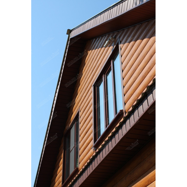 Сайдинг Блок-хаус 0,390 Grand Line 0,45 Print Elite Chestnut Wood TwinColor