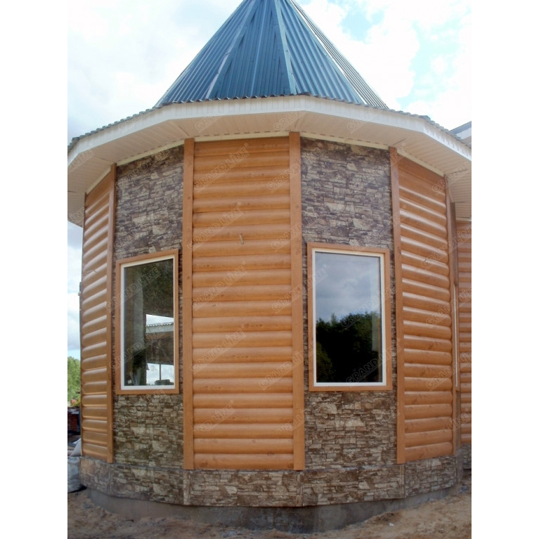 Сайдинг Блок-хаус 0,390 Grand Line 0,45 Print Elite Chestnut Wood TwinColor