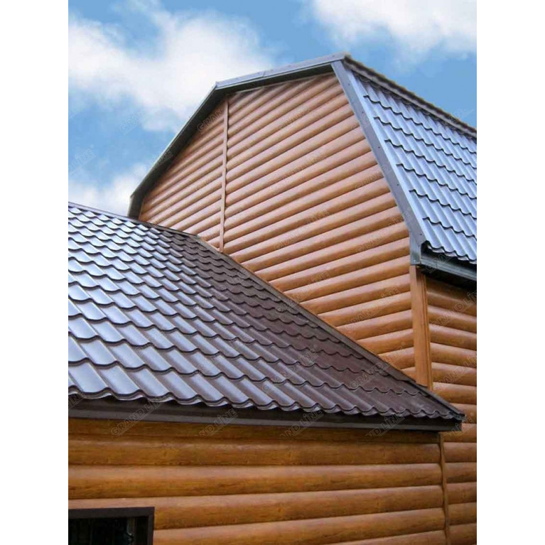 Сайдинг Блок-хаус 0,390 Grand Line 0,45 Print Elite Chestnut Wood TwinColor