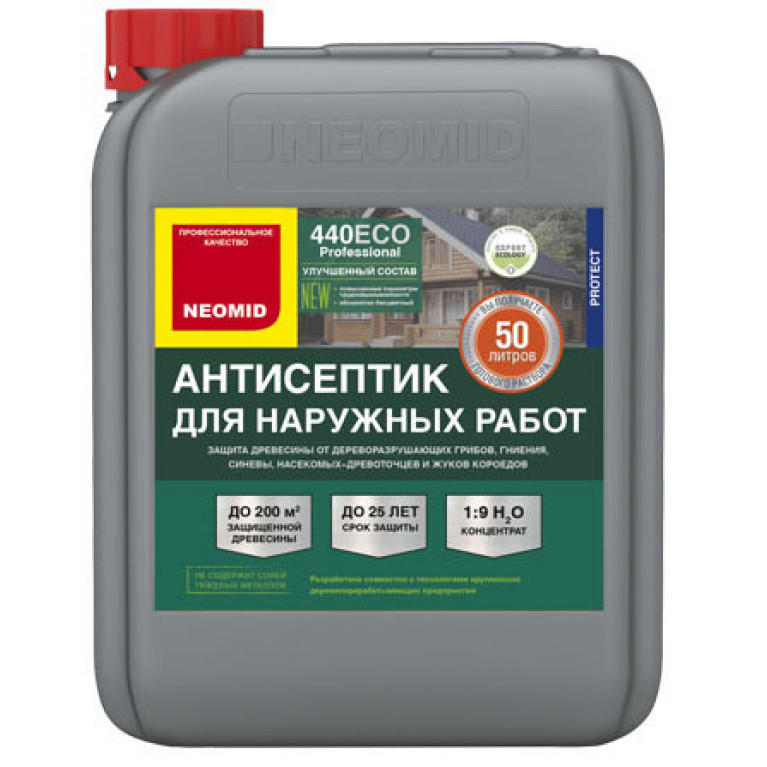 Антисептик NEOMID 440 ECO деревозащитный состав для наружных работ 5 кг,1:9 (канистра)