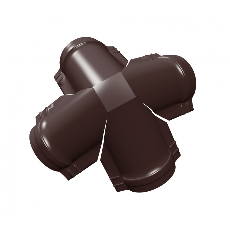 Четверник конька полукруглого GreenCoat Pural BT, matt с пленкой RR 887 шоколадно-коричневый (RAL 8017 шоколад)