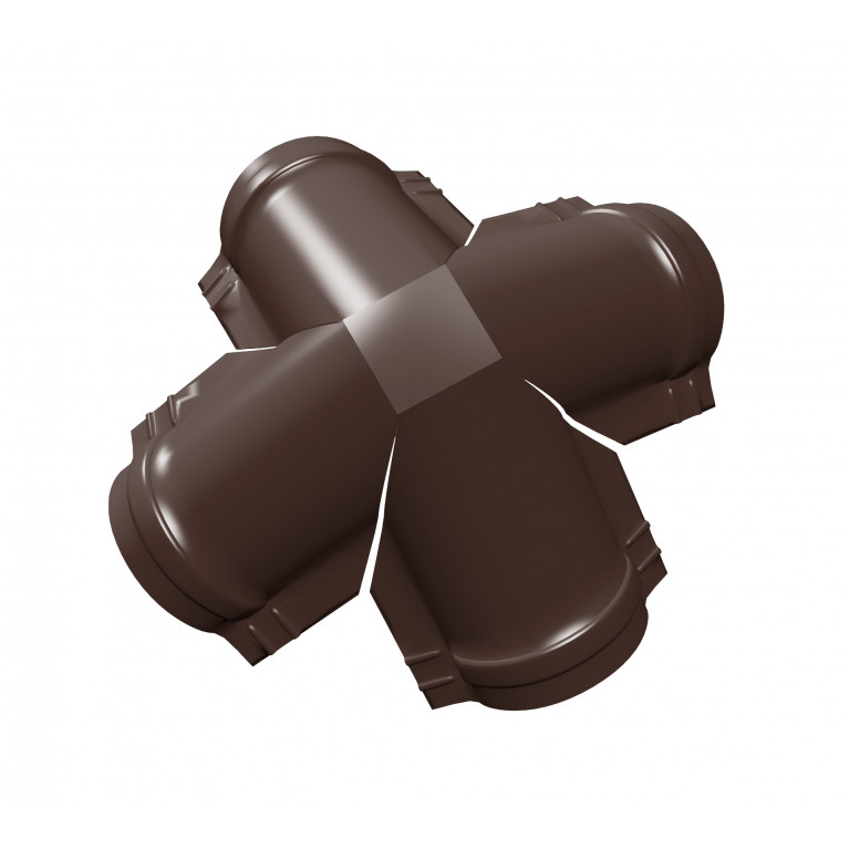 Четверник конька малого полукруглого PE с пленкой RAL 8017 шоколад