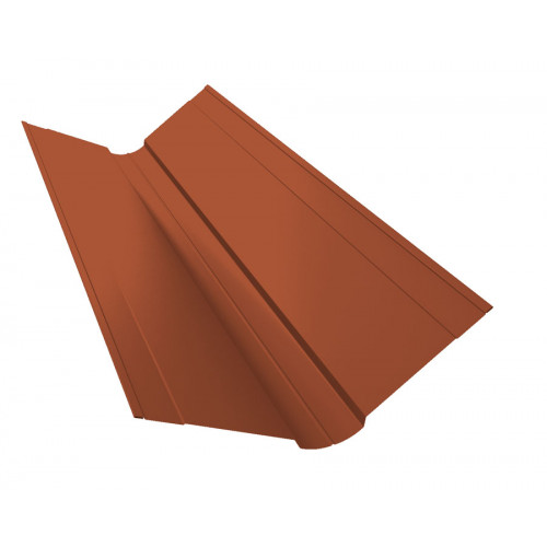Планка ендовы верхней фигурной 150x150 0,5 Satin с пленкой RAL 8004 терракота (2м)