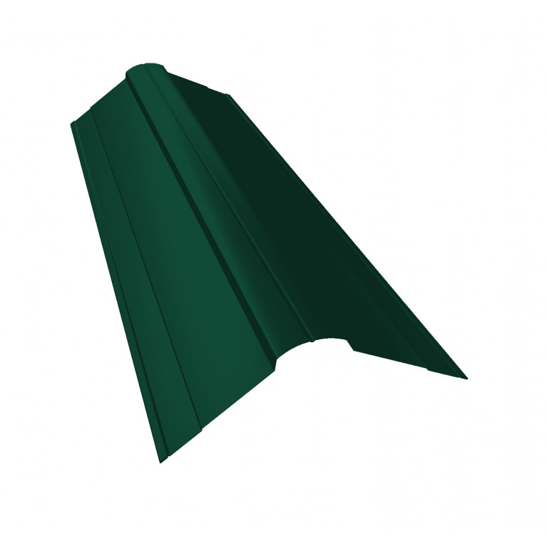 Планка конька фигурного 100x100 0,45 PE-Double с пленкой RAL 6005 зеленый мох (2м)