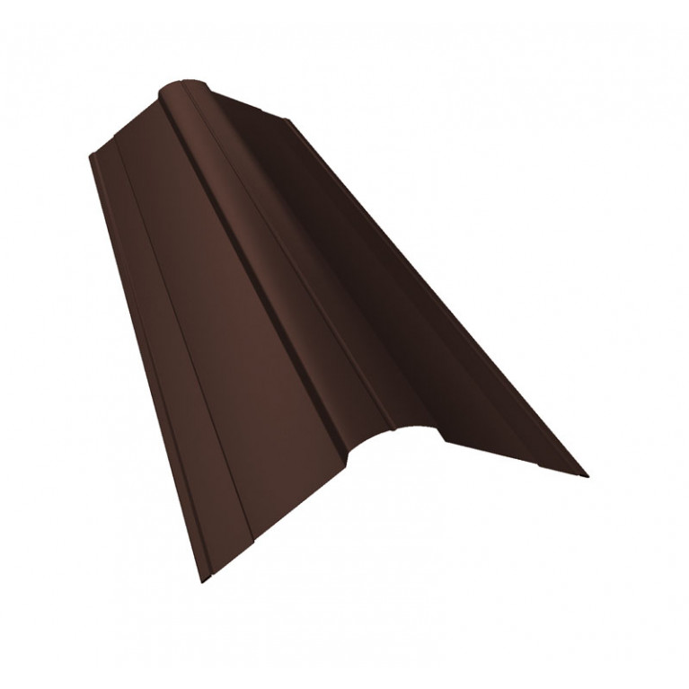 Планка конька фигурного 100x100 0,45 PE-Double с пленкой RAL 8017 шоколад (2,5м)