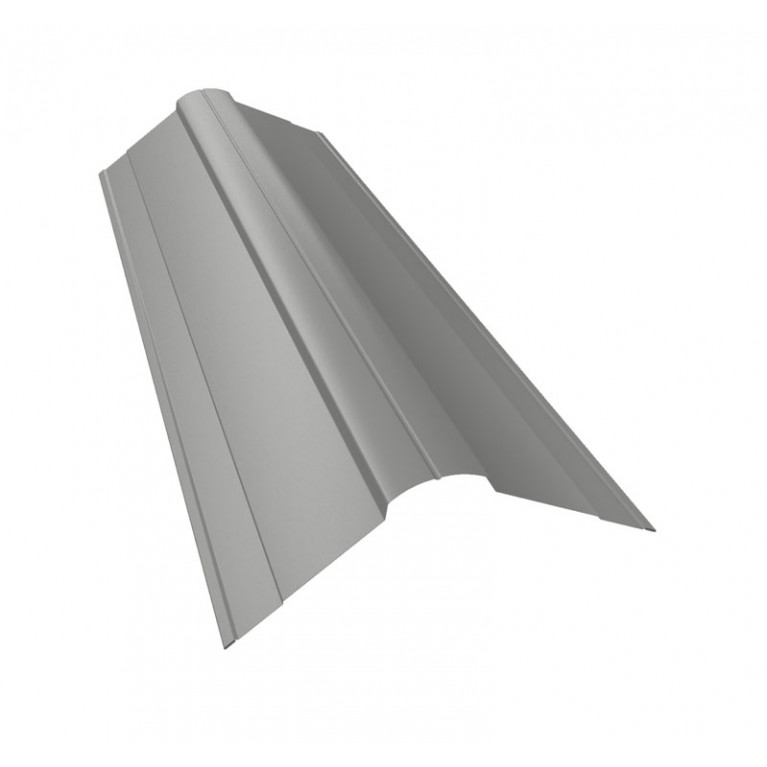 Планка конька фигурного 100x100 0,5 Satin с пленкой RAL 9006бело-алюминиевый (2,5м)