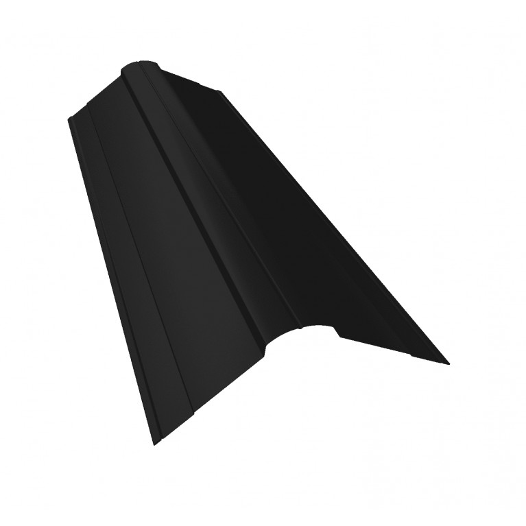 Планка конька фигурного 100x100 0,45 Drap TX RAL 9005 черный (3м)