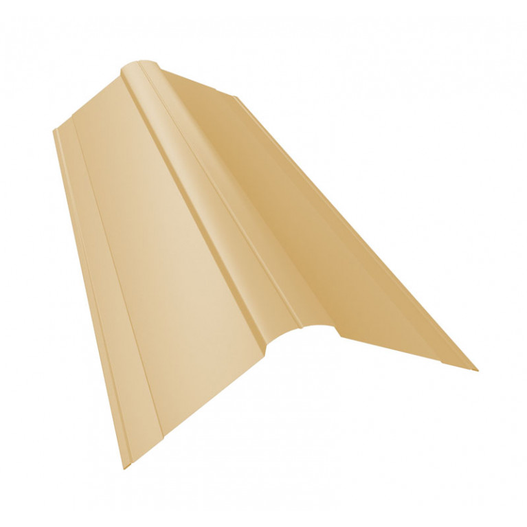 Планка конька фигурного 150x150 0,45 PE с пленкой RAL 1014 слоновая кость (3м)