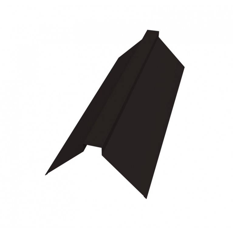 Планка конька плоского 150х40х150 0,5 Satin с пленкой RAL 9005 черный (2м)