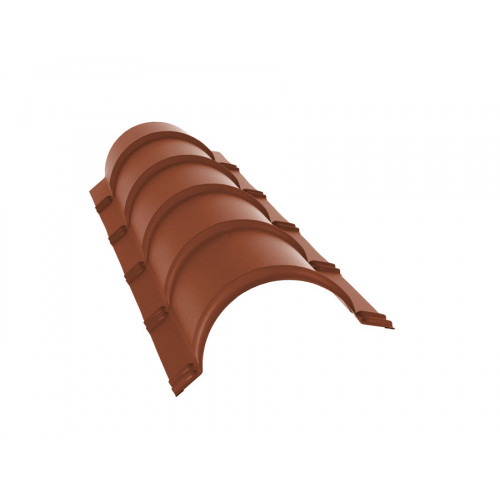 Планка конька полукруглого 0,5 Satin с пленкой RAL 8004 терракота (1,97м)