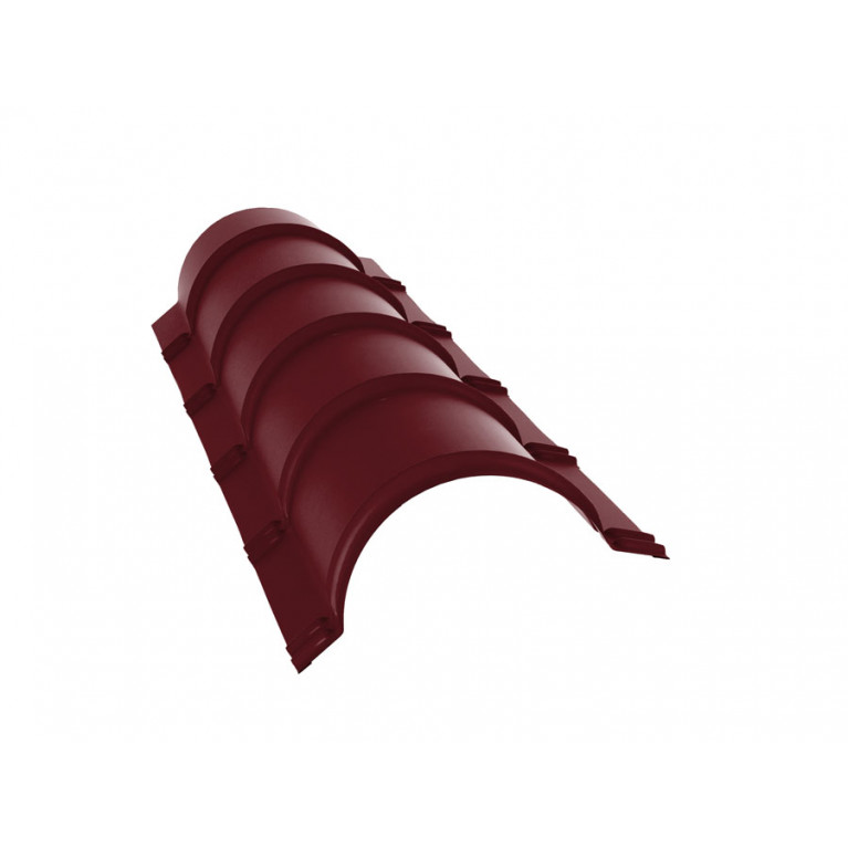 Планка конька полукруглого 0,4 PE с пленкой RAL 3005 красное вино (1,97м)
