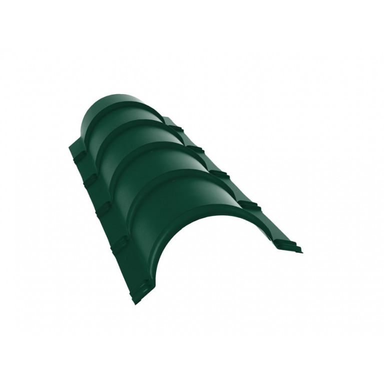 Планка конька полукруглого 0,4 PE с пленкой RAL 6005 зеленый мох (1,97м)