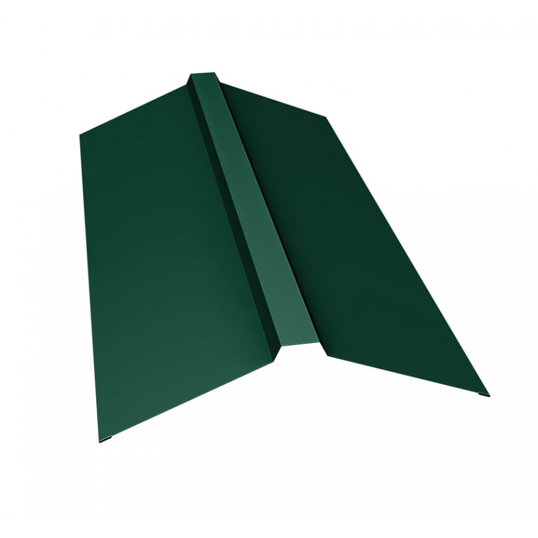 Планка конька прямоугольного 150х30х150 0,45 Drap TX RAL 6005 зеленый мох (2м)