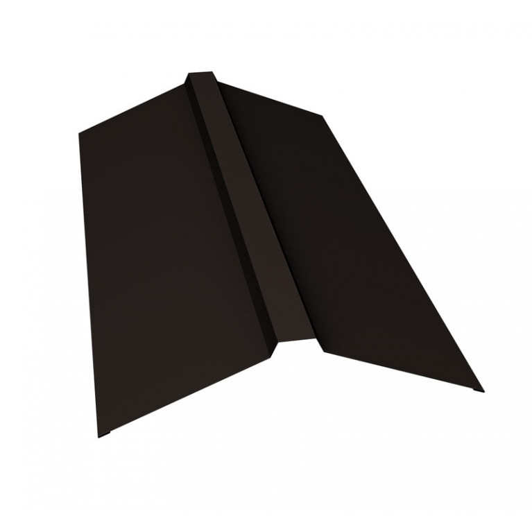 Планка конька прямоугольного 150х30х150 0,5 Satin с пленкой RR 32 темно-коричневый (3м)