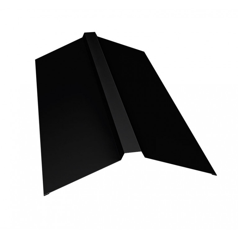 Планка конька прямоугольного 150х30х150 0,5 Satin с пленкой RAL 9005 черный (2,5м)