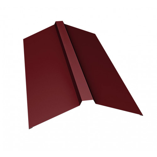 Планка конька прямоугольного 150х30х150 0,5 Satin Matt TX RAL 3005 красное вино (3м)