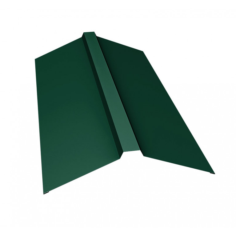 Планка конька прямоугольного 150х30х150 0,5 Satin Matt TX RAL 6005 зеленый мох (3м)