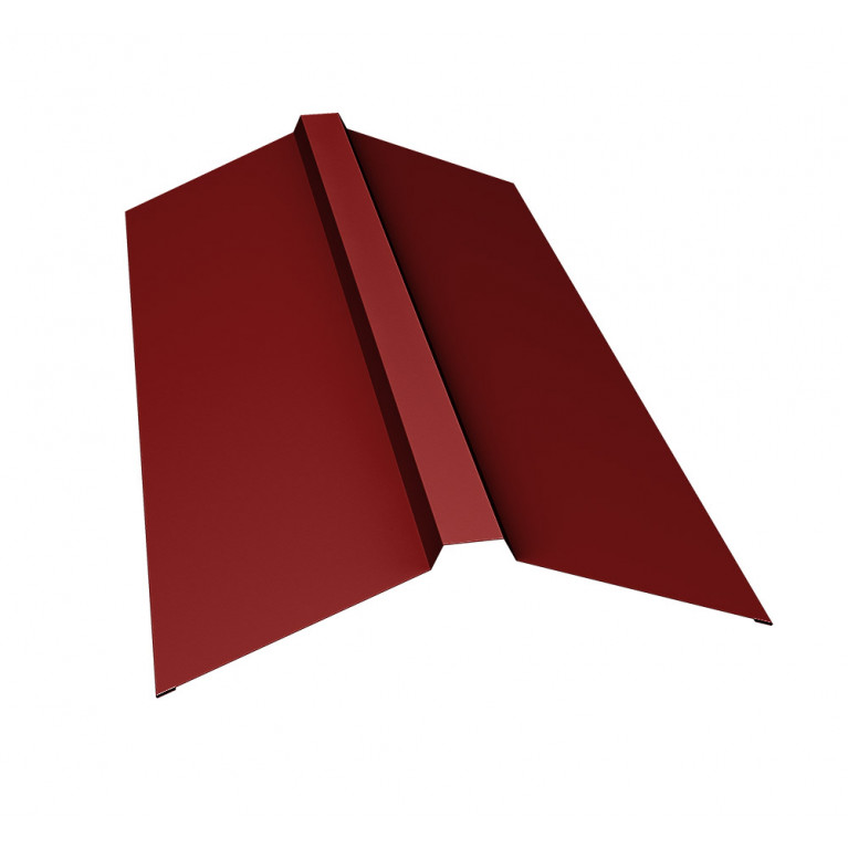 Планка конька прямоугольного 150х30х150 0,45 PE с пленкой RAL 3011 коричнево-красный