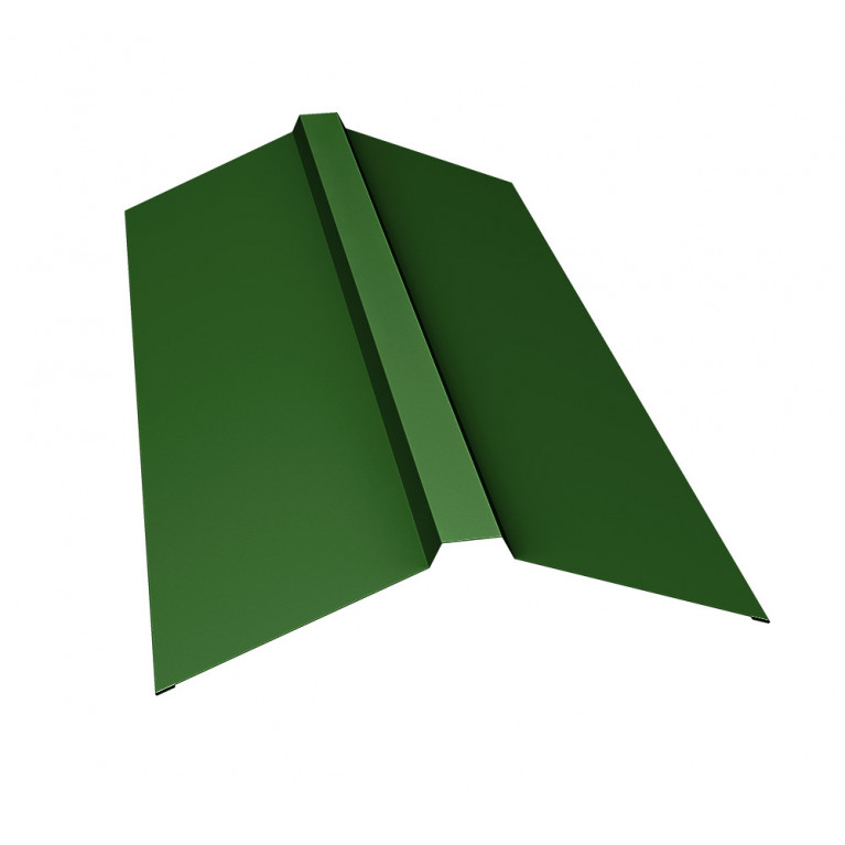 Планка конька прямоугольного 150х30х150 0,45 PE с пленкой RAL 6002 лиственно-зеленый