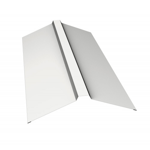 Планка конька прямоугольного 150х30х150 0,5 Satin с пленкой RAL 9003 сигнальный белый