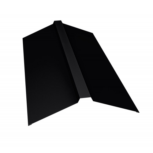Планка конька прямоугольного 150х30х150 0,5 Satin с пленкой RAL 9005 черный