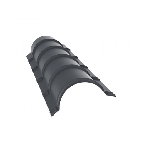Планка малого конька полукруглого 0,5 GreenCoat Pural BT, matt RR 23 темно-серый (RAL 7024 мокрый асфальт) (1,97м)