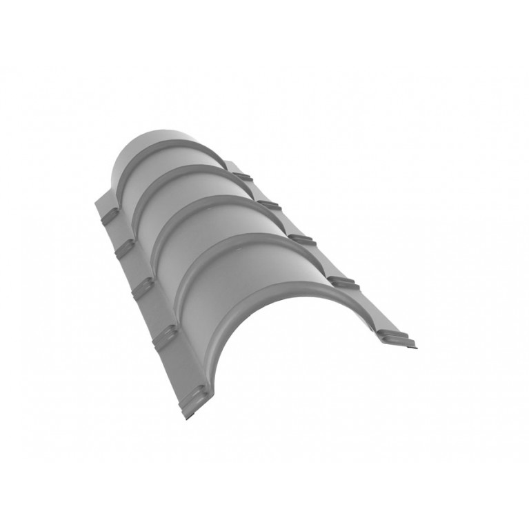 Планка малого конька полукруглого 0,45 PE с пленкой RAL 7004 сигнальный серый (1,97м)