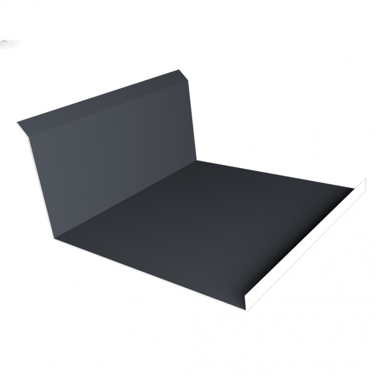 Планка примыкания нижняя 20х122х260х15 0,5 GreenCoat Pural BT, matt RR 23 темно-серый (RAL 7024 мокрый асфальт) (2м)