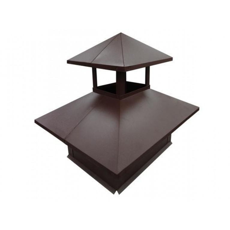Дымник на трубу двойной 520х390мм 0,5 Satin с пленкой RAL 3005 красное вино
