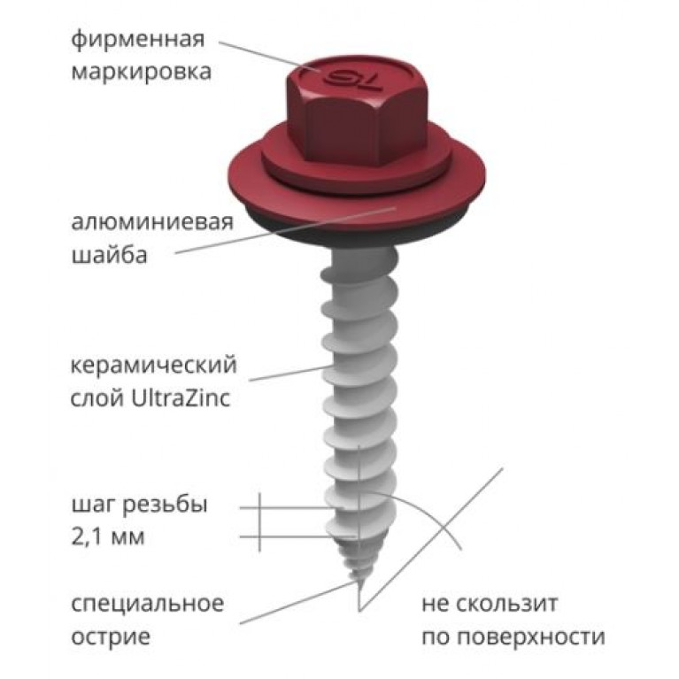 Саморез 4,8х29 Grand Line Pro с керамическим покрытием UltraZinc RAL 6005