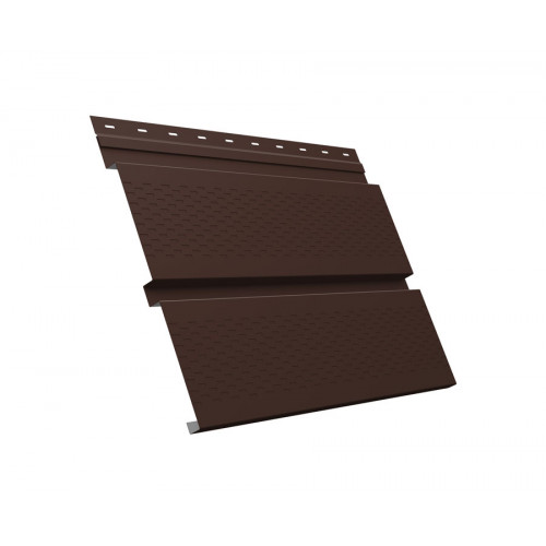 Софит металлический Квадро брус с перфорацией 0,5 Satin Matt TX с пленкой RAL 8017 шоколад