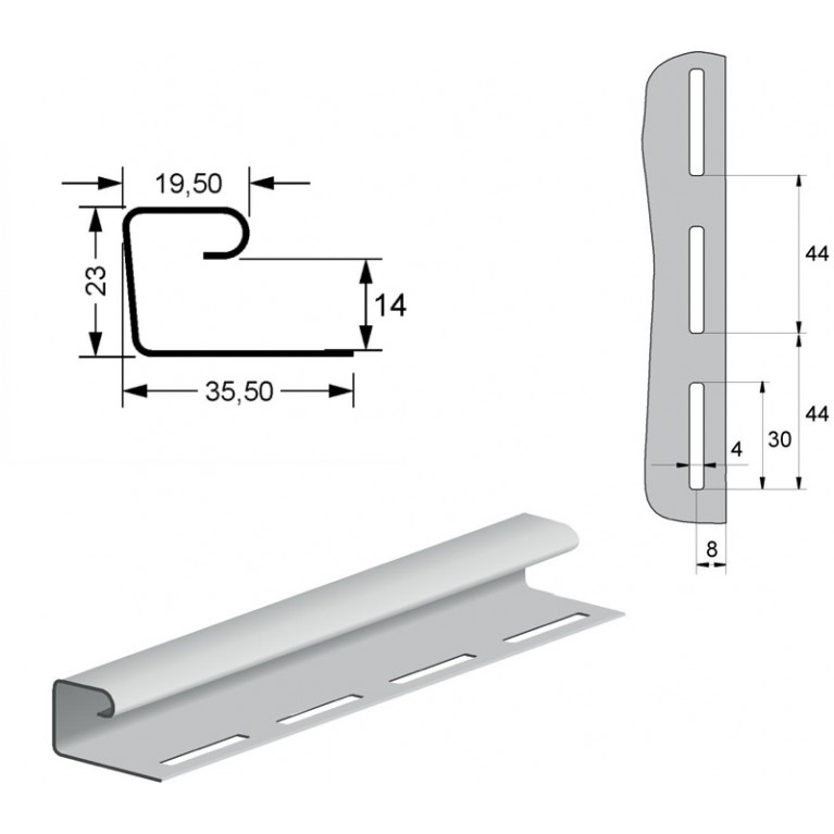 Профиль J Grand Line Standart серый графит (3,0м)