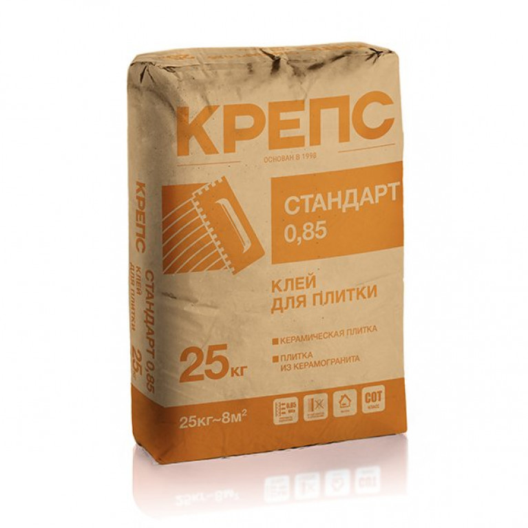 Клей для плитки КРЕПС Стандарт 0,85, мешок 25 кг