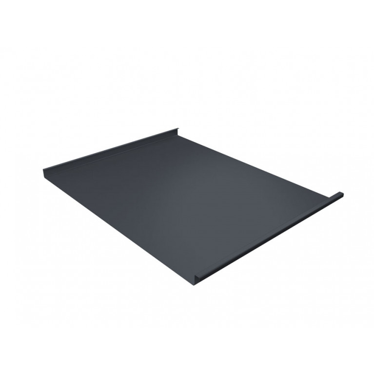 Фальц двойной стоячий Grand Line 0,5 Satin Matt TX с пленкой на замках RAL 7024 мокрый асфальт