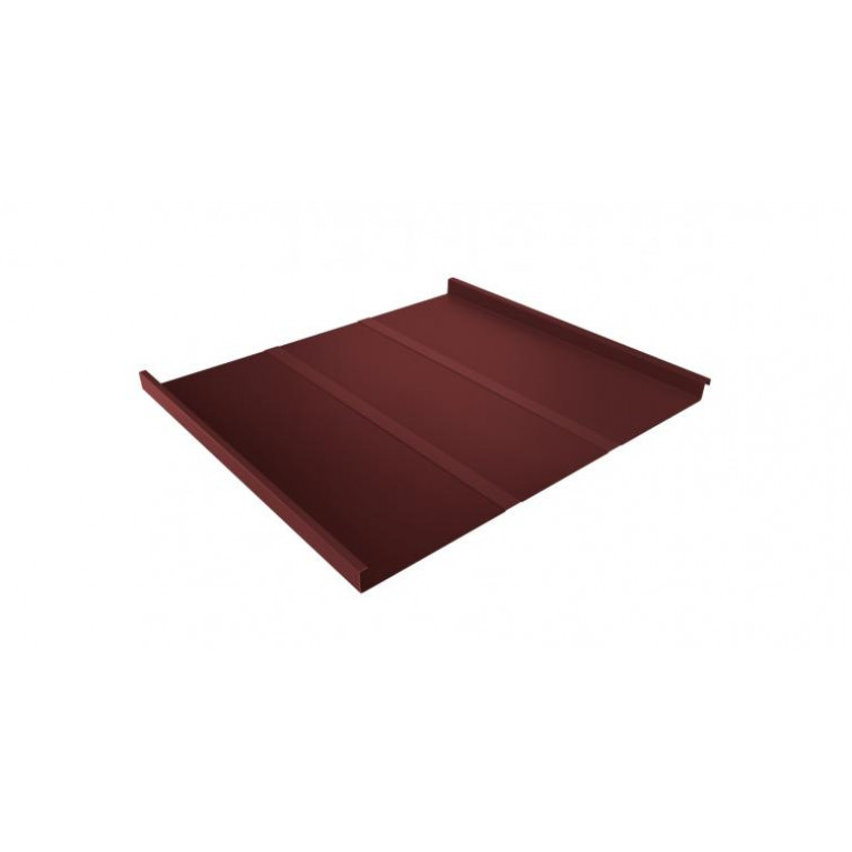Фальц двойной стоячий Line Grand Line 0,5 GreenCoat Pural BT, matt с пленкой на замках RR 29 красный (RAL 3009 оксидно-красный)