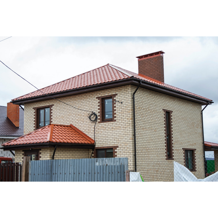 Металлочерепица камея 0,5 Satin RAL 8004 терракота