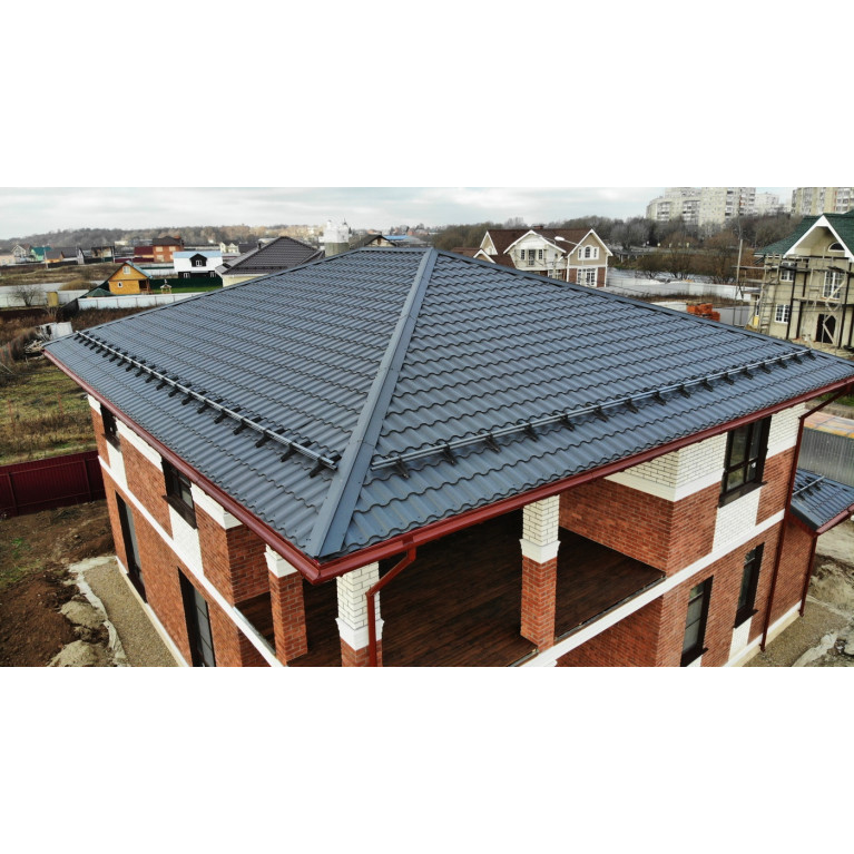 Металлочерепица кредо 0,5 Rooftop Matte RAL 7016 антрацитово-серый