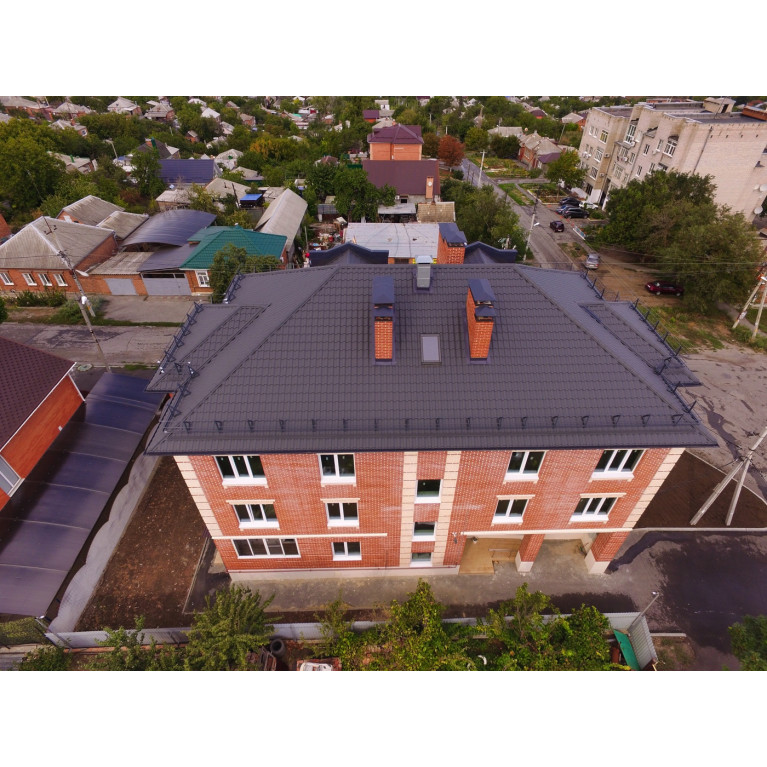 Металлочерепица кредо 0,5 Satin Мatt RAL 7024 мокрый асфальт