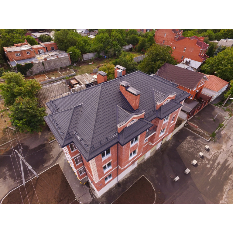 Металлочерепица кредо 0,5 Satin Мatt RAL 7024 мокрый асфальт