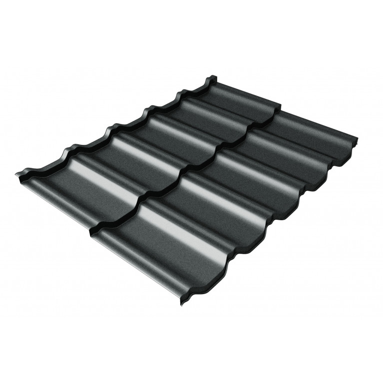 Металлочерепица модульная квинта Uno Grand Line c 3D резом 0,5 Rooftop Matte RAL 7016 антрацитово-серый