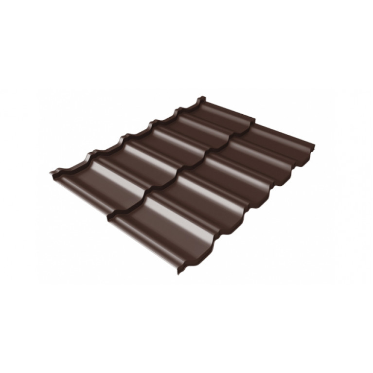 Металлочерепица модульная квинта Uno Grand Line c 3D резом 0,5 Satin Мatt RAL 8017 шоколад