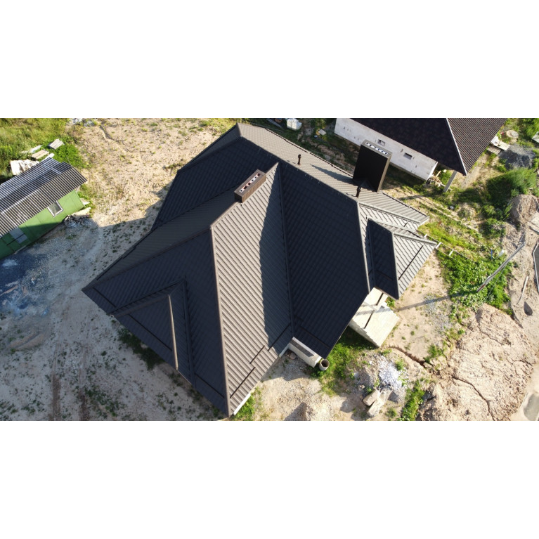 Металлочерепица квинта плюс 0,5 Rooftop Matte RR 32 темно-коричневый