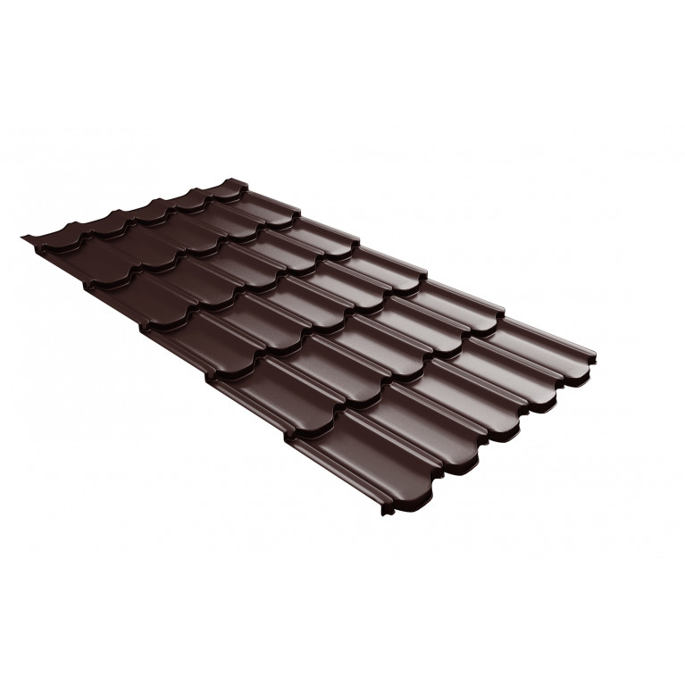 Профиль волновой Квинта плюс Grand Line c 3D резом 0,5 GreenCoat Pural BT, matt RR 887 шоколадно-коричневый (RAL 8017 шоколад)