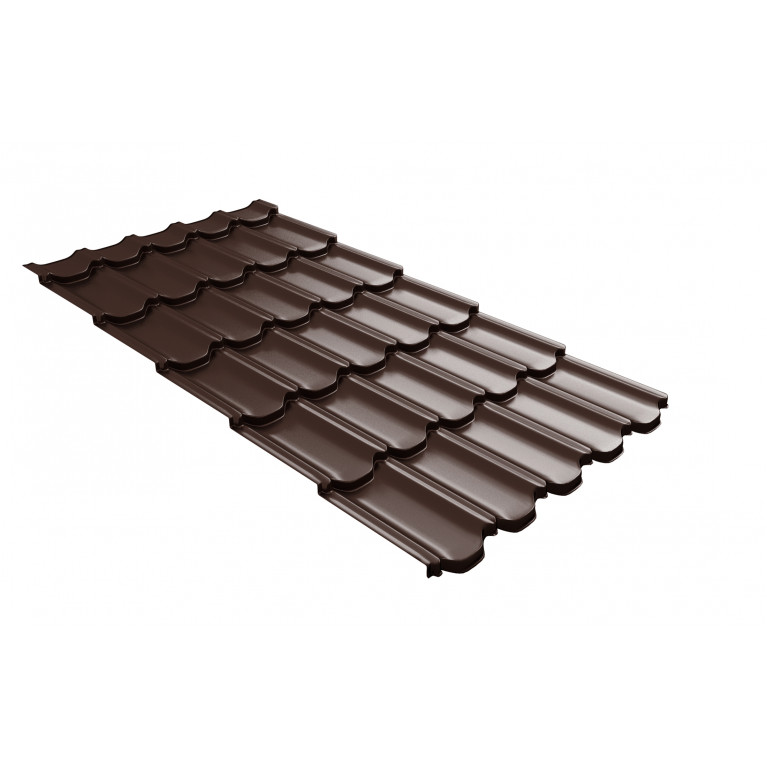 Металлочерепица квинта плюс Grand Line c 3D резом 0,5 Rooftop Matte RAL 8017 шоколад
