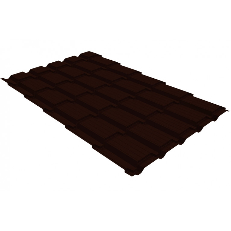 Металлочерепица Верховье квадро профи Grand Line 0,5 Rooftop Matte RR 32 темно-коричневый