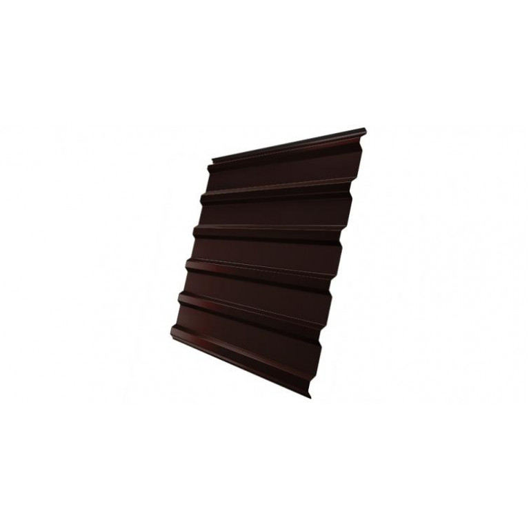 Профнастил С20R Grand Line 0,5 GreenCoat Pural BT, matt с пленкой RR 887 шоколадно-коричневый (RAL 8017 шоколад)
