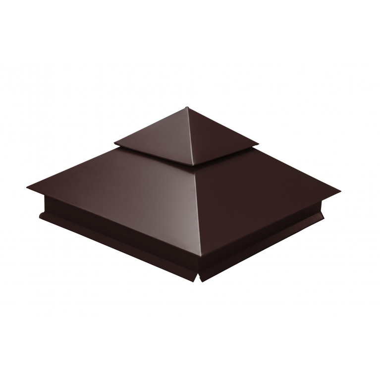 Колпак на столб двойной 390х390мм 0,5 GreenCoat Pural BT, matt с пленкой RR 887 шоколадно-коричневый (RAL 8017 шоколад)