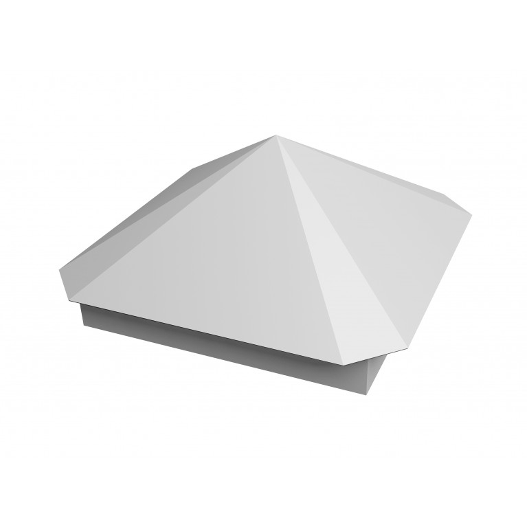 Колпак на столб Пирамида 390х390мм 0,45 PE с пленкой RAL 9003 сигнальный белый