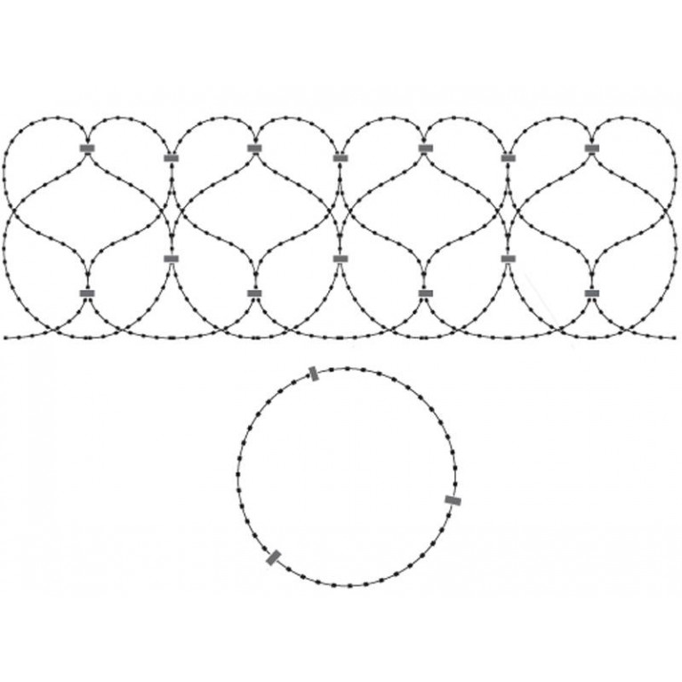 Спиральный барьер безопасности из армированной колючей ленты:бухта 500мм витков в п.м. 6,2 клепок- 5 ГОСТ 3282-74 (10м)(индивидуальная упаковка)